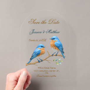 Invitations En Acrylique Ivory Pastel Lovebirds Romantique Bluebirds Mariag