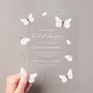 Invitations En Acrylique Jardin aux papillons floraux Fête des mariées tran