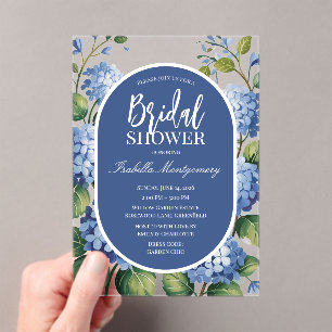 Invitations En Acrylique Jardin de Hortensias Bleus Fleurs Mariage