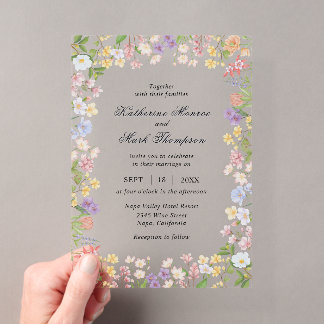 Invitations En Acrylique Jardin de prairie de fleurs sauvages printanières