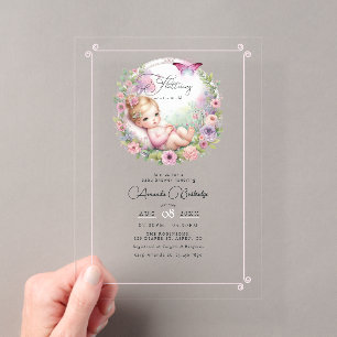 Invitations En Acrylique Jardin Papillon Fée Papillonne Amour Baby Shower