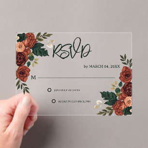 Invitations En Acrylique Jardin Romantique Floral RSVP de Mariage