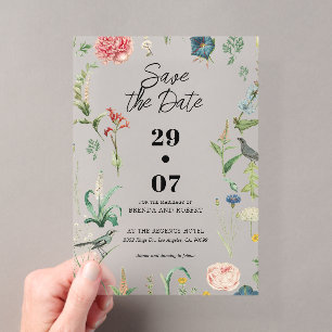 Invitations En Acrylique Jardin Secret Fleurs Sauvages Mariage Enregistrez