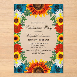 Invitations En Acrylique Jardin Summer Floral Graduation Party