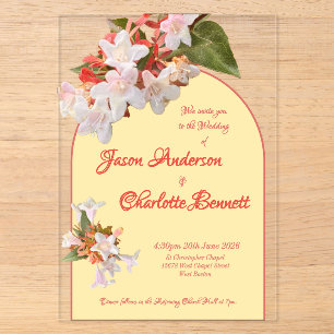 Invitations En Acrylique Jaune Beurre & Chèvrefeuille Photo Mariage