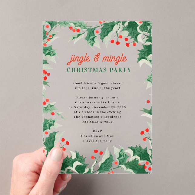 Invitations En Acrylique Jingle and Mingle Holiday Christmas Party (In situ (ordinateur de poche))