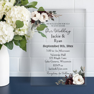 Invitations En Acrylique Joli Mariage botanique translucide