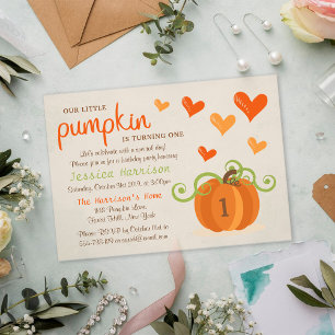 Invitations En Acrylique Jolie petite citrouille 1er anniversaire
