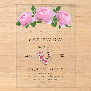 Invitations En Acrylique Jolies Roses Fête des Mères
