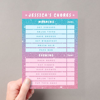 Invitations En Acrylique Jolies tâches quotidiennes scintillantes rose bleu