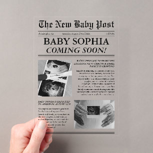 Invitations En Acrylique Journal Photo unique Baby shower esthétique