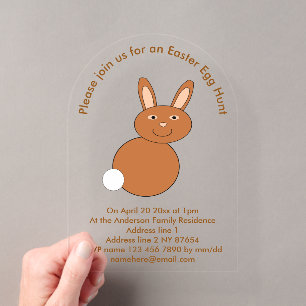 Invitations En Acrylique Joyeuse Chasse aux oeufs de Pâques Bunny