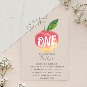 Invitations En Acrylique Joyeux 1er Anniversaire Petite Pêche Sucrée