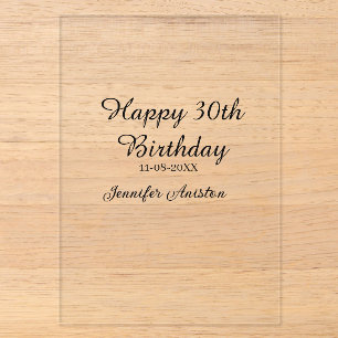 Invitations En Acrylique Joyeux 30e anniversaire nom date stylé simple