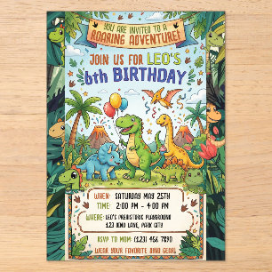 Invitations En Acrylique Joyeux 6ème anniversaire, aventure jungle pour Din