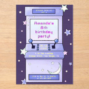 Invitations En Acrylique Joyeux Anniversaire Enfants Jeu Rétro Mignon