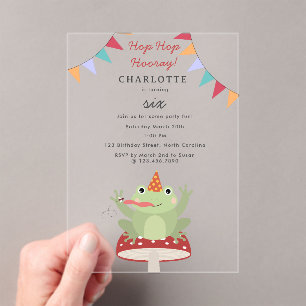 Invitations En Acrylique Joyeux Anniversaire Grenouille Mignonne Champignon