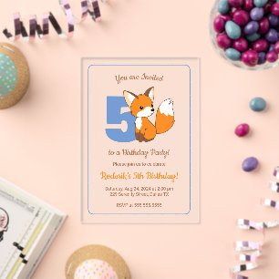 Invitations En Acrylique Joyeux Anniversaire Renard Mignon 5 ans