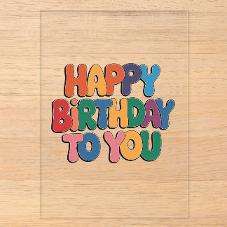 Invitations En Acrylique Joyeux anniversaire rétro