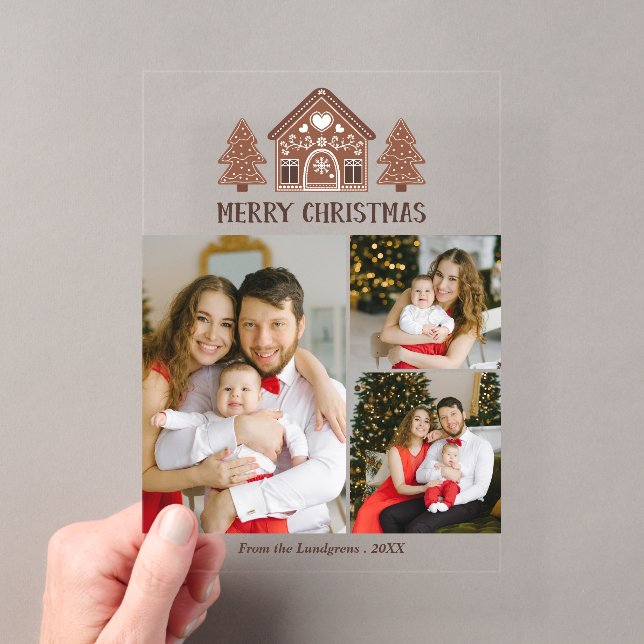 Invitations En Acrylique Joyeux Noël Gingerbread House Photo Collage (In situ (ordinateur de poche))