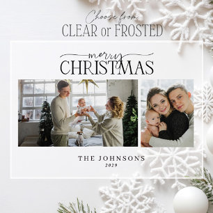 Invitations En Acrylique Joyeux Noël moderne Script Photo Holiday