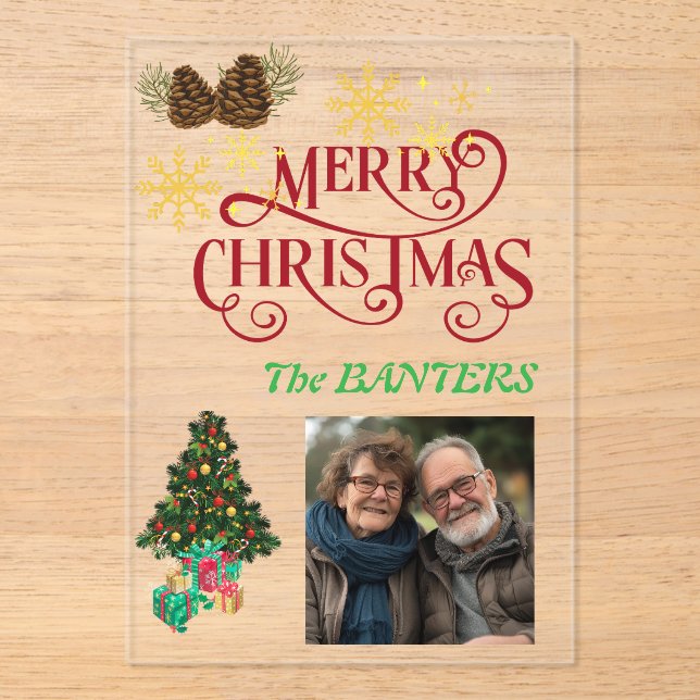 Invitations En Acrylique Joyeux Noël personnaliser (Recto)