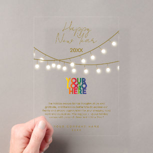 Invitations En Acrylique Joyeux Nouvel An Entreprise Business Logo Vacances
