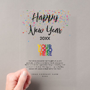 Invitations En Acrylique Joyeux Nouvel An Entreprise Business Logo Vacances