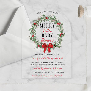 Invitations En Acrylique Joyeux petit Baby shower de Noël