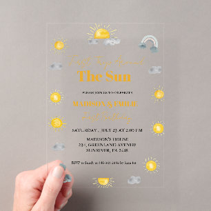Invitations En Acrylique Jumeaux terracotta Boho premier voyage premier an