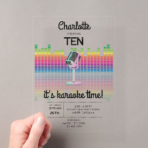 Invitations En Acrylique Karaoké Néon Lumineux Chanson Musique Fête Anniver