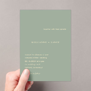 Invitations En Acrylique Kellianne Sage Green Mariage moderne