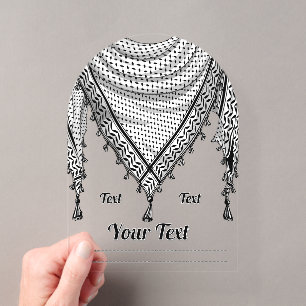 Invitations En Acrylique Kouffieh Foulard Traditionnel Palestinien en Tissu