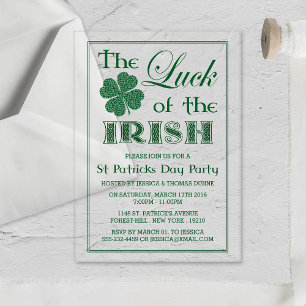 Invitations En Acrylique La chance de la Saint Patrick irlandaise