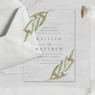 Invitations En Acrylique La Collection de Mariage du Rameau d'Olivier