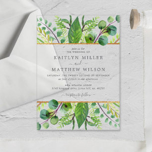 Invitations En Acrylique La Collection Mariage Verdure & Or