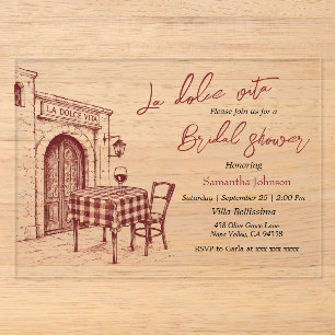 Invitations En Acrylique La dolce vita esquisse de mariage italien