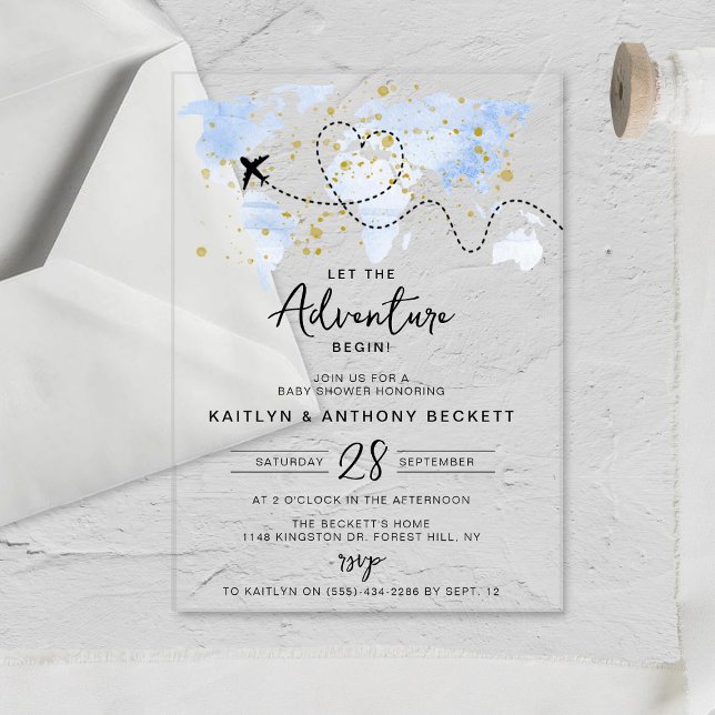 Invitations En Acrylique "Laissons Commencer L'Aventure !" Baby shower Cart (Créateur téléchargé)