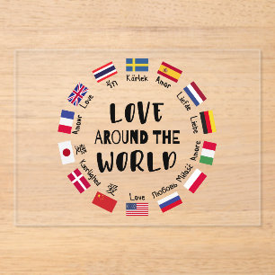 Invitations En Acrylique L'amour autour des langues du monde