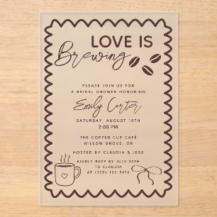 Invitations En Acrylique L'amour brasse du café Thème Fête des mariées