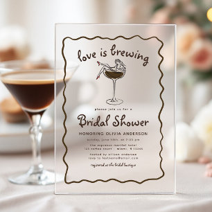 Invitations En Acrylique L'amour brasse la Fête des mariées Espresso Martin