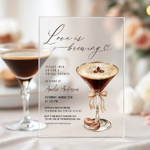 Invitations En Acrylique L'amour brasse la Fête des mariées Espresso Martin