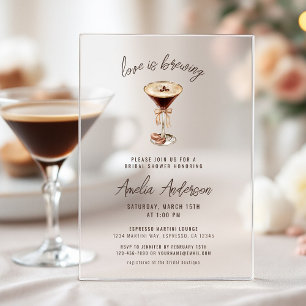 Invitations En Acrylique L'amour brasse la Fête des mariées Espresso Martin