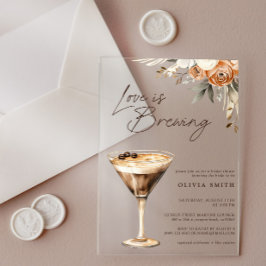 Invitations En Acrylique L'amour brasse la Fête des mariées Espresso Martin