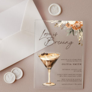 Invitations En Acrylique L'amour brasse la Fête des mariées Espresso Martin