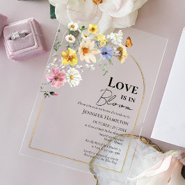 Invitations En Acrylique L'amour est en fleur | Fête des mariées fleur sauv