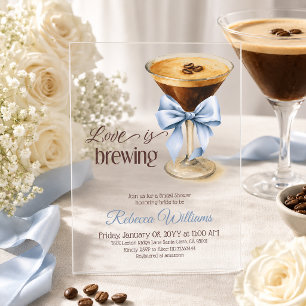 Invitations En Acrylique L'amour est en train de préparer la Blue Bow Coffe