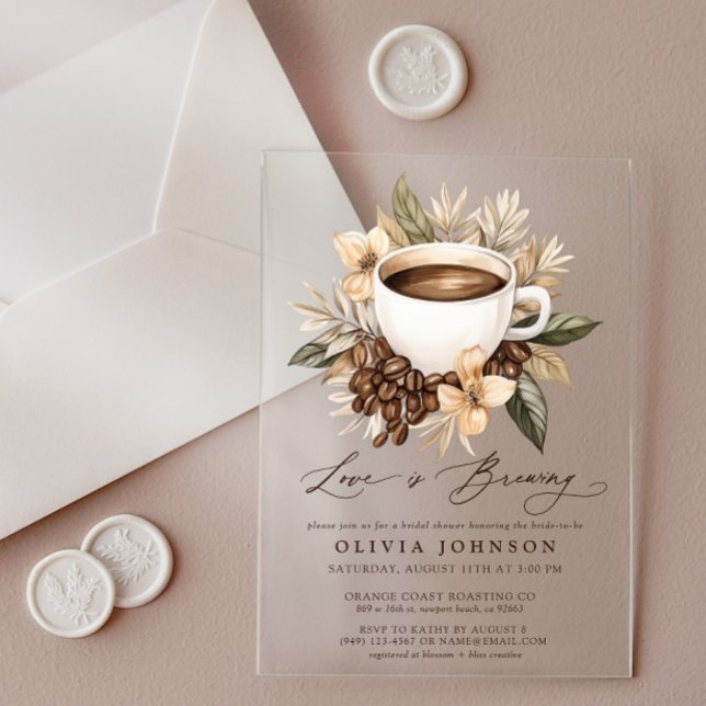 Invitations En Acrylique L'amour floral est brasser la Fête des mariées (Créateur téléchargé)