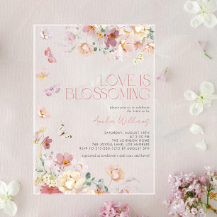 Invitations En Acrylique L'amour moderne est une floraison Fête de mariage 