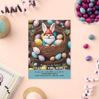 Invitations En Acrylique Lapin Gnome dans un panier Chasse aux œufs de Pâqu